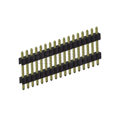 Pitch 2.54mm 180° 单排 DIP 雙塑排针 （3/11/3）L=17MM 1X17Pin PA6T，94V-0 黑色 Brass 镀全金G/F
