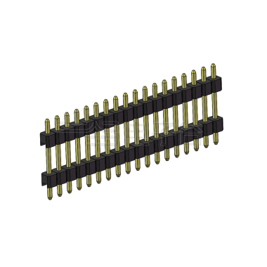 Pitch 2.54mm 180° 单排 DIP 雙塑排针 （3/11/3）L=17MM 1X18Pin PA6T，94V-0 黑色 Brass 镀全金G/F