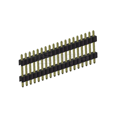 Pitch 2.54mm 180° 单排 DIP 雙塑排针 （3/11/3）L=17MM 1X19Pin PA6T，94V-0 黑色 Brass 镀全金G/F