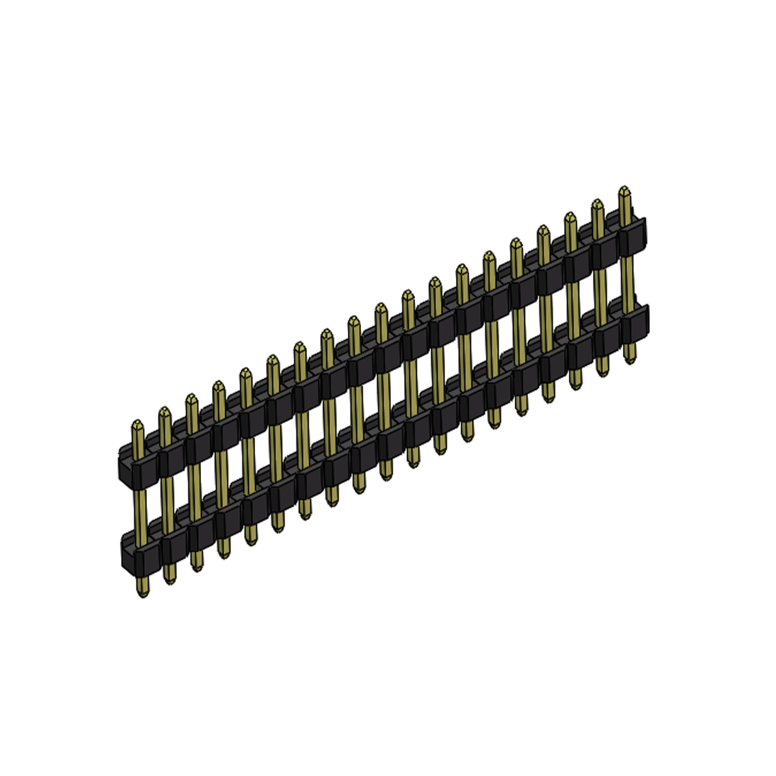 Pitch 2.54mm 180° 单排 DIP 雙塑排针 （3/11/3）L=17MM 1X19Pin PA6T，94V-0 黑色 Brass 镀全金G/F