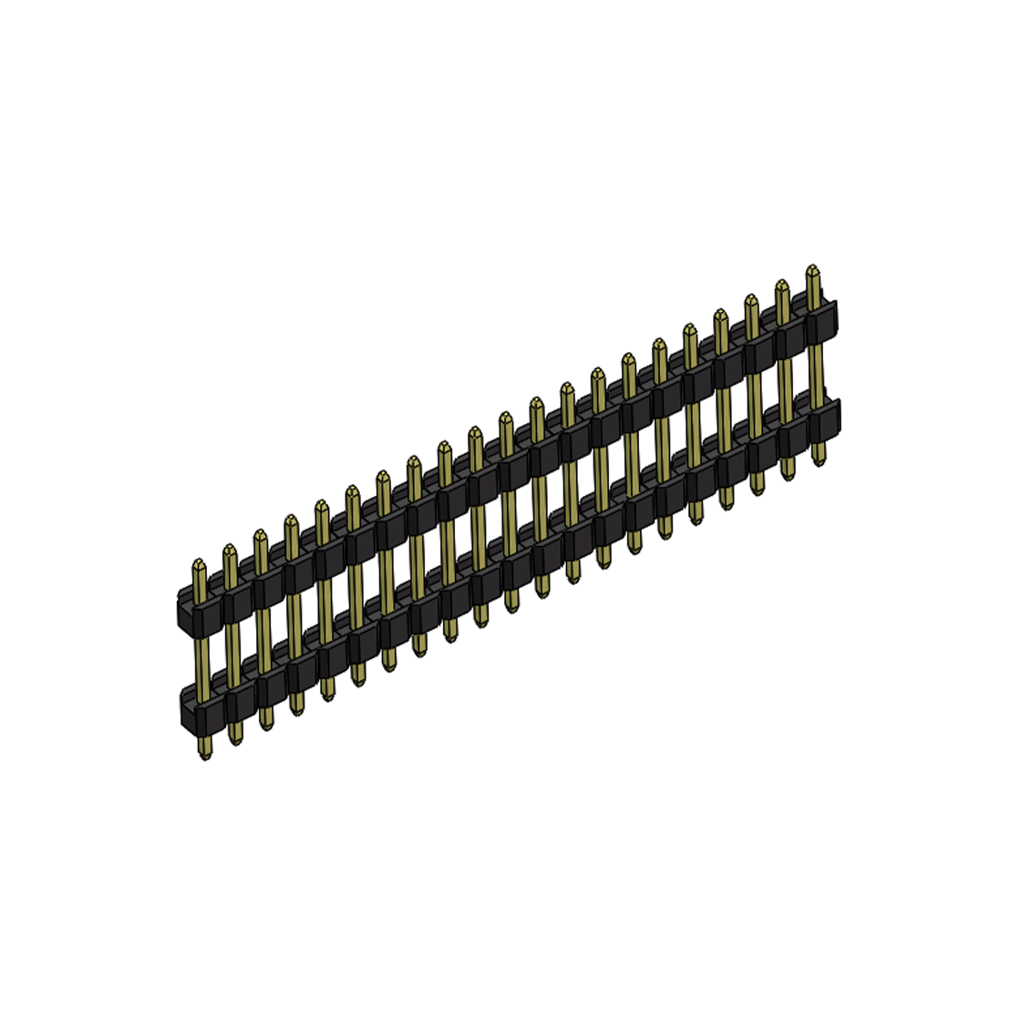 Pitch 2.54mm 180° 单排 DIP 雙塑排针 （3/11/3）L=17MM 1X21Pin PA6T，94V-0 黑色 Brass 镀全金G/F