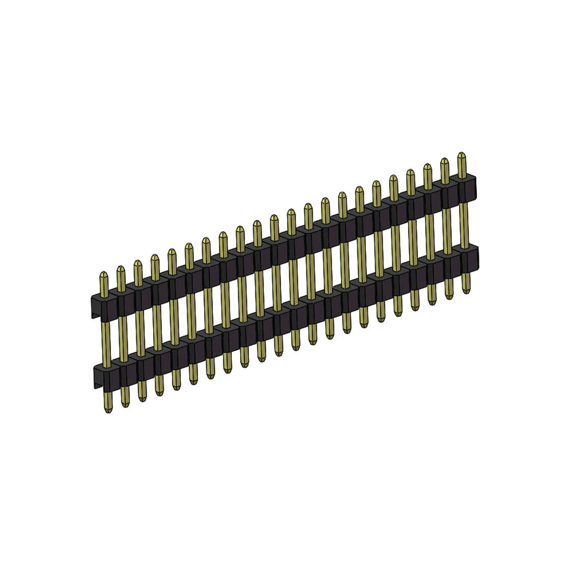 Pitch 2.54mm 180° 单排 DIP 雙塑排针 （3/11/3）L=17MM 1X22Pin PA6T，94V-0 黑色 Brass 镀全金G/F