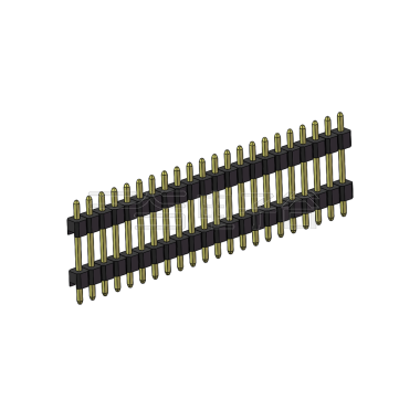 Pitch 2.54mm 180° 单排 DIP 雙塑排针 （3/11/3）L=17MM 1X22Pin PA6T，94V-0 黑色 Brass 镀全金G/F