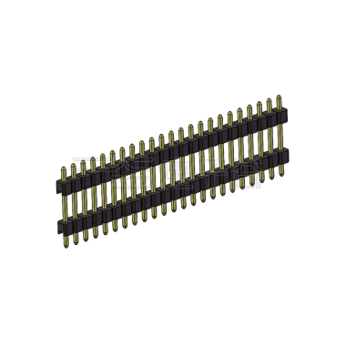 Pitch 2.54mm 180° 单排 DIP 雙塑排针 （3/11/3）L=17MM 1X23Pin PA6T，94V-0 黑色 Brass 镀全金G/F