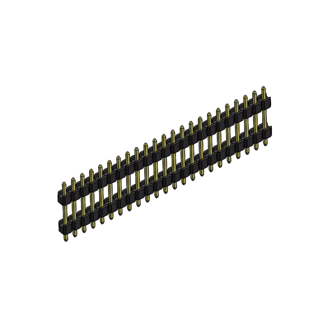 Pitch 2.54mm 180° 单排 DIP 雙塑排针 （3/11/3）L=17MM 1X23Pin PA6T，94V-0 黑色 Brass 镀全金G/F