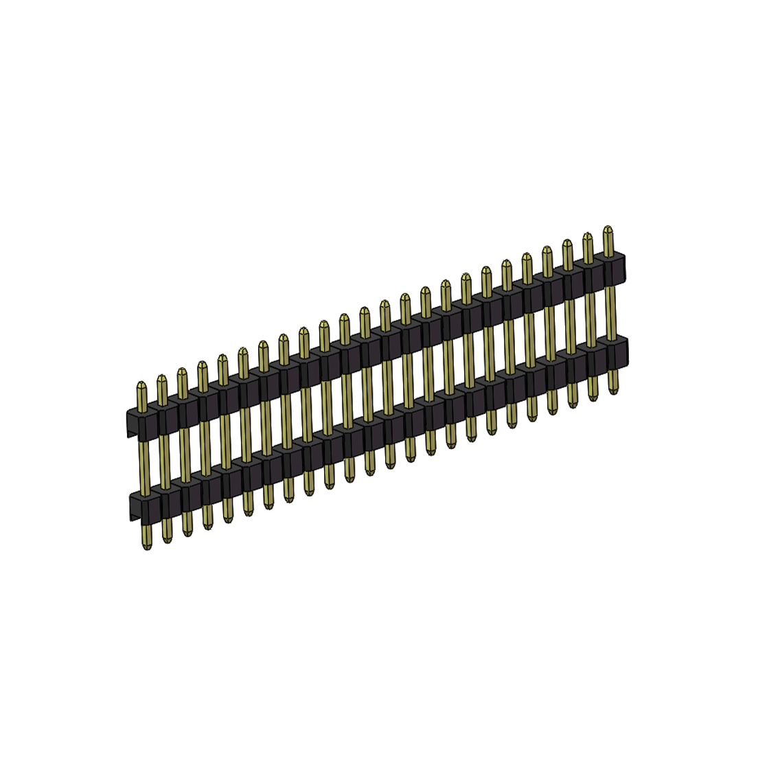 Pitch 2.54mm 180° 单排 DIP 雙塑排针 （3/11/3）L=17MM 1X24Pin PA6T，94V-0 黑色 Brass 镀全金G/F