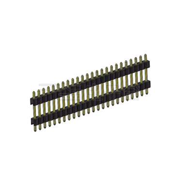 Pitch 2.54mm 180° 单排 DIP 雙塑排针 （3/11/3）L=17MM 1X24Pin PA6T，94V-0 黑色 Brass 镀全金G/F