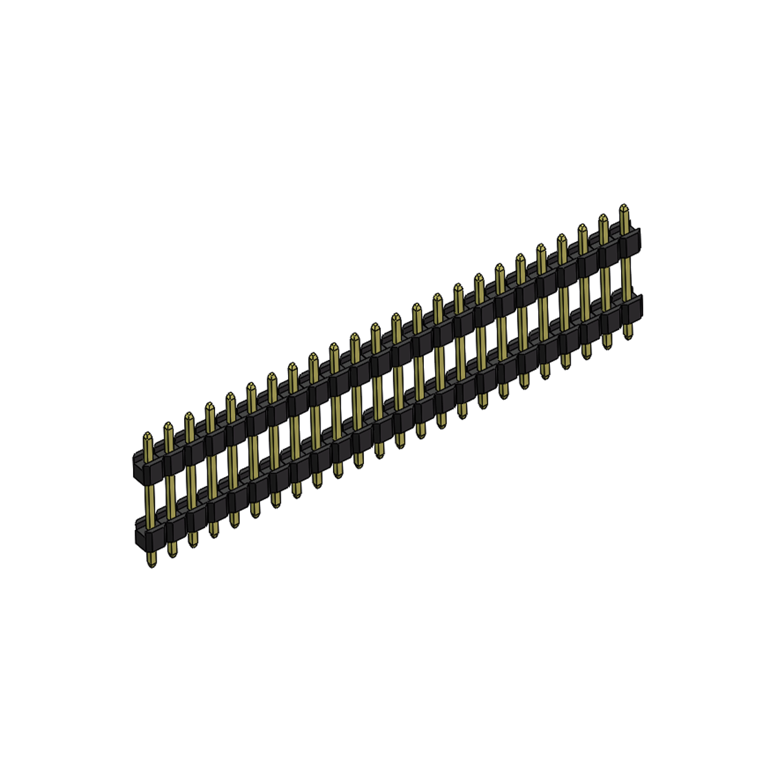 Pitch 2.54mm 180° 单排 DIP 雙塑排针 （3/11/3）L=17MM 1X24Pin PA6T，94V-0 黑色 Brass 镀全金G/F