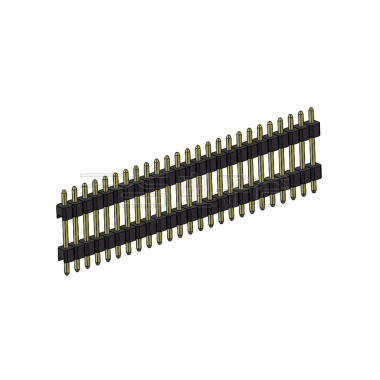 Pitch 2.54mm 180° 单排 DIP 雙塑排针 （3/11/3）L=17MM 1X25Pin PA6T，94V-0 黑色 Brass 镀全金G/F