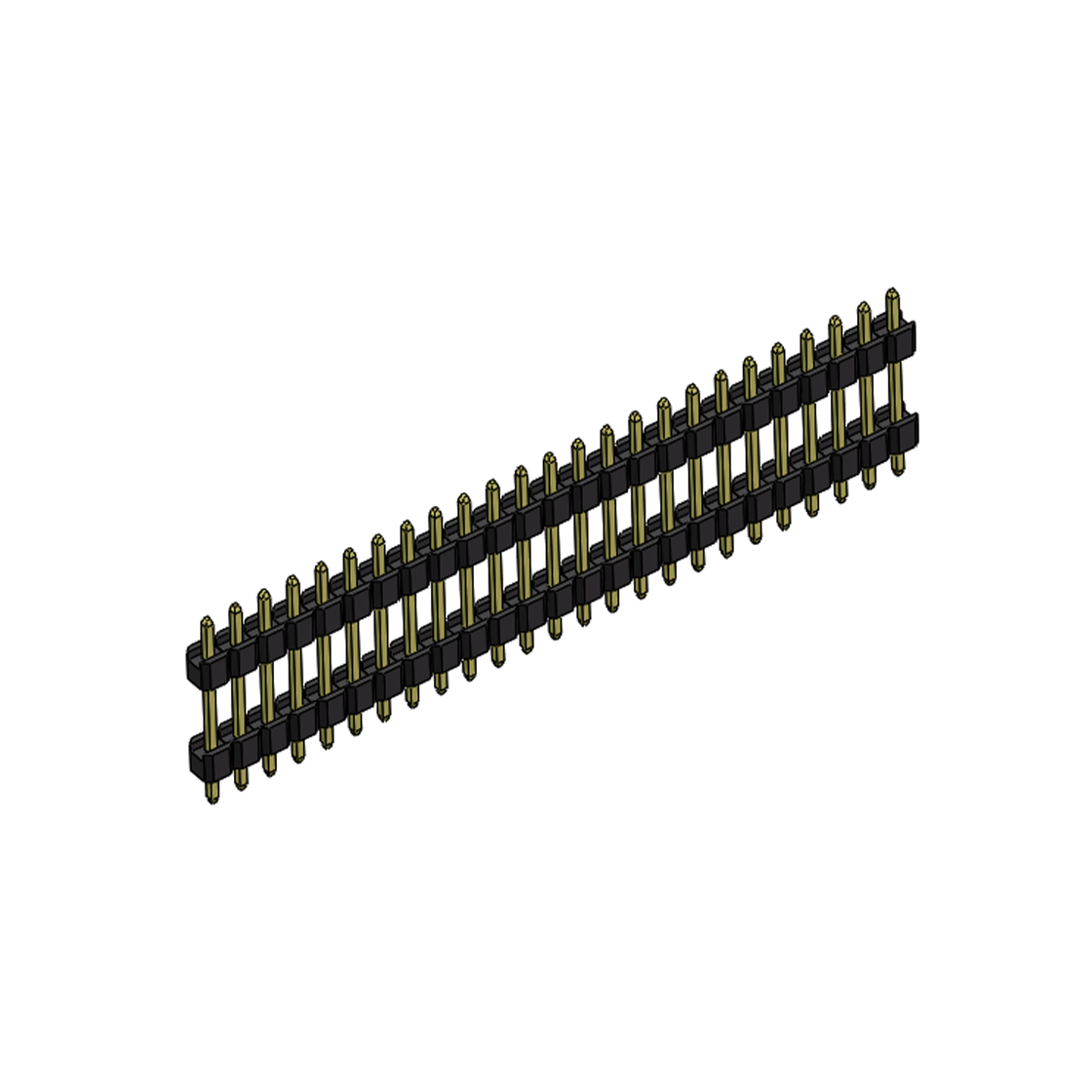 Pitch 2.54mm 180° 单排 DIP 雙塑排针 （3/11/3）L=17MM 1X25Pin PA6T，94V-0 黑色 Brass 镀全金G/F