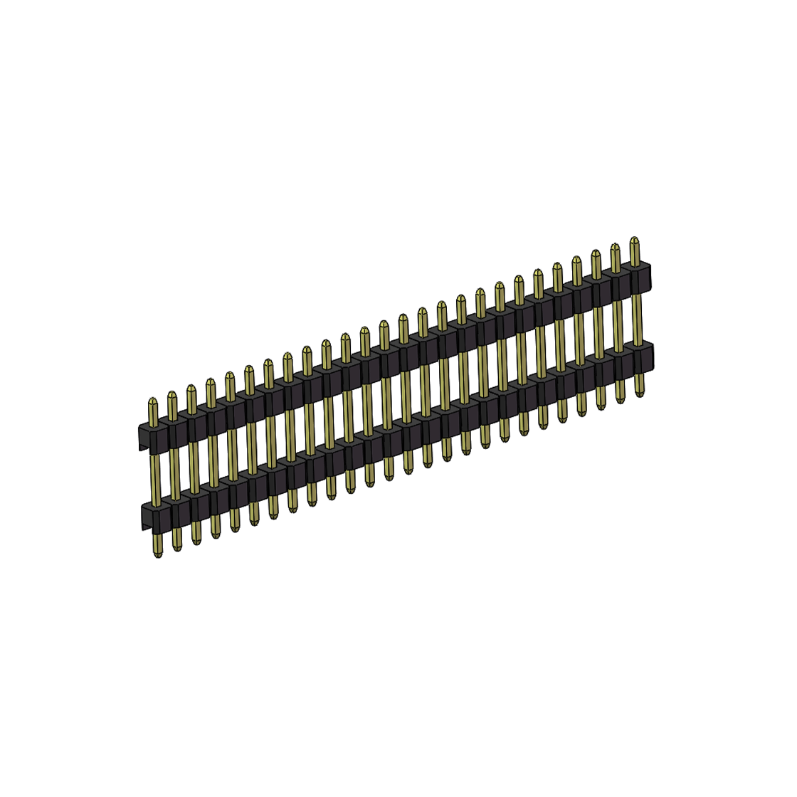 Pitch 2.54mm 180° 单排 DIP 雙塑排针 （3/11/3）L=17MM 1X26Pin PA6T，94V-0 黑色 Brass 镀全金G/F