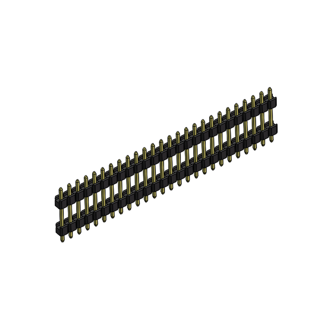 Pitch 2.54mm 180° 单排 DIP 雙塑排针 （3/11/3）L=17MM 1X26Pin PA6T，94V-0 黑色 Brass 镀全金G/F