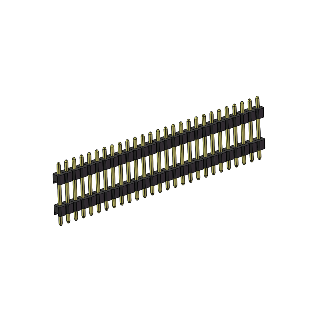Pitch 2.54mm 180° 单排 DIP 雙塑排针 （3/11/3）L=17MM 1X27Pin PA6T，94V-0 黑色 Brass 镀全金G/F