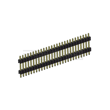 Pitch 2.54mm 180° 单排 DIP 雙塑排针 （3/11/3）L=17MM 1X27Pin PA6T，94V-0 黑色 Brass 镀全金G/F