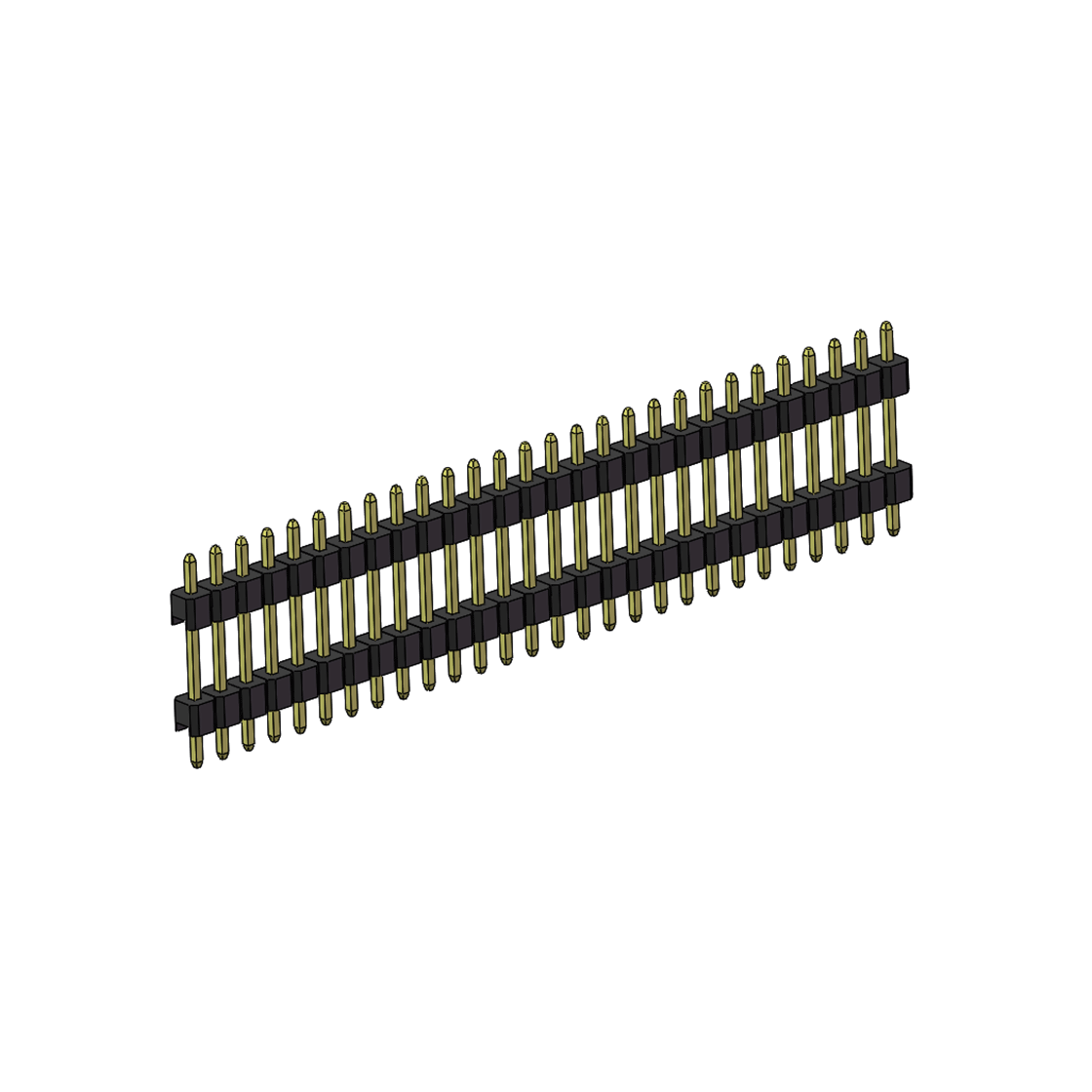 Pitch 2.54mm 180° 单排 DIP 雙塑排针 （3/11/3）L=17MM 1X28Pin PA6T，94V-0 黑色 Brass 镀全金G/F