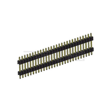 Pitch 2.54mm 180° 单排 DIP 雙塑排针 （3/11/3）L=17MM 1X28Pin PA6T，94V-0 黑色 Brass 镀全金G/F