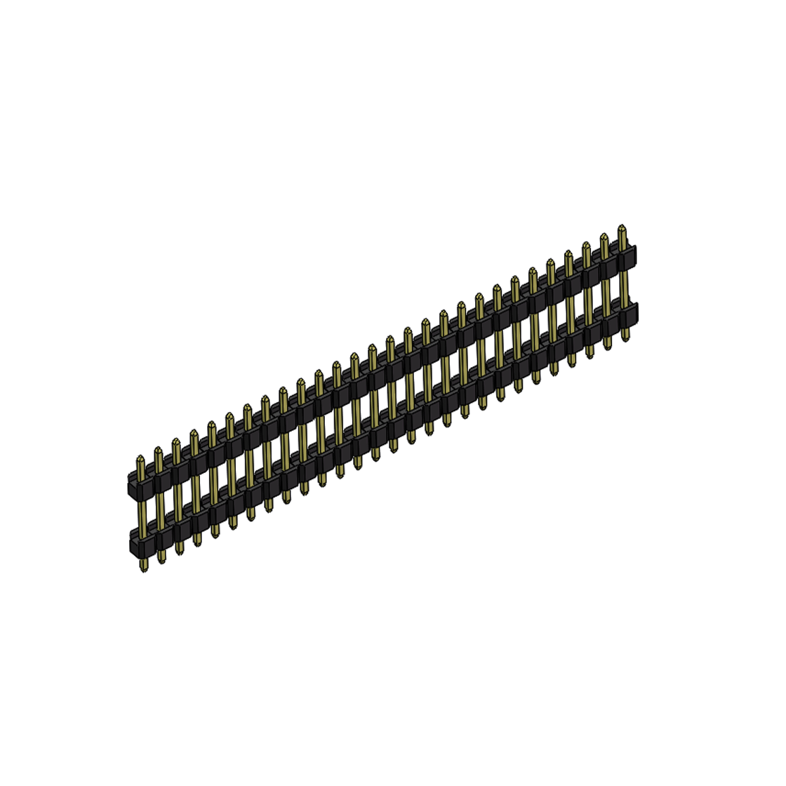 Pitch 2.54mm 180° 单排 DIP 雙塑排针 （3/11/3）L=17MM 1X28Pin PA6T，94V-0 黑色 Brass 镀全金G/F