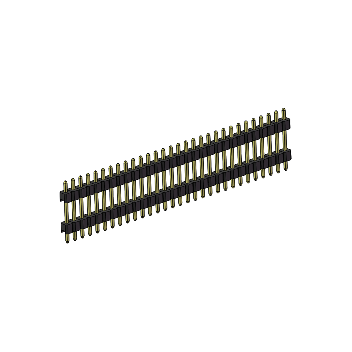 Pitch 2.54mm 180° 单排 DIP 雙塑排针 （3/11/3）L=17MM 1X30Pin PA6T，94V-0 黑色 Brass 镀全金G/F
