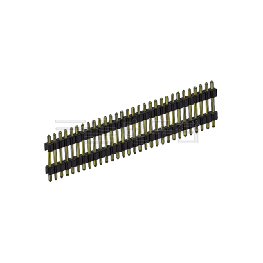 Pitch 2.54mm 180° 单排 DIP 雙塑排针 （3/11/3）L=17MM 1X30Pin PA6T，94V-0 黑色 Brass 镀全金G/F