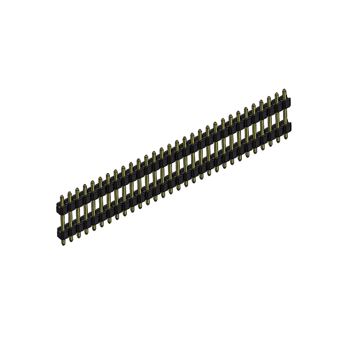 Pitch 2.54mm 180° 单排 DIP 雙塑排针 （3/11/3）L=17MM 1X30Pin PA6T，94V-0 黑色 Brass 镀全金G/F