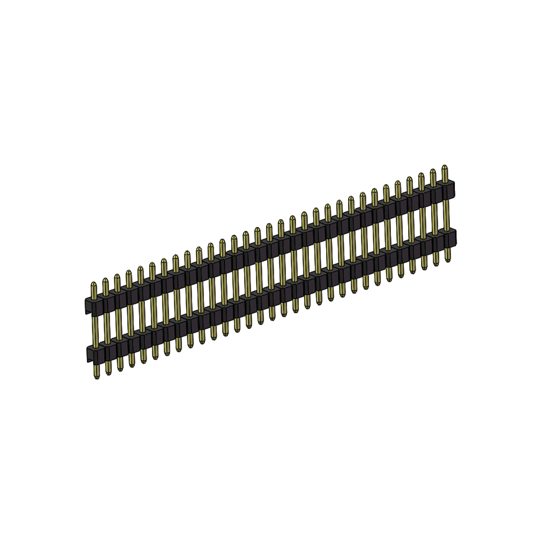 Pitch 2.54mm 180° 单排 DIP 雙塑排针 （3/11/3）L=17MM 1X31Pin PA6T，94V-0 黑色 Brass 镀全金G/F