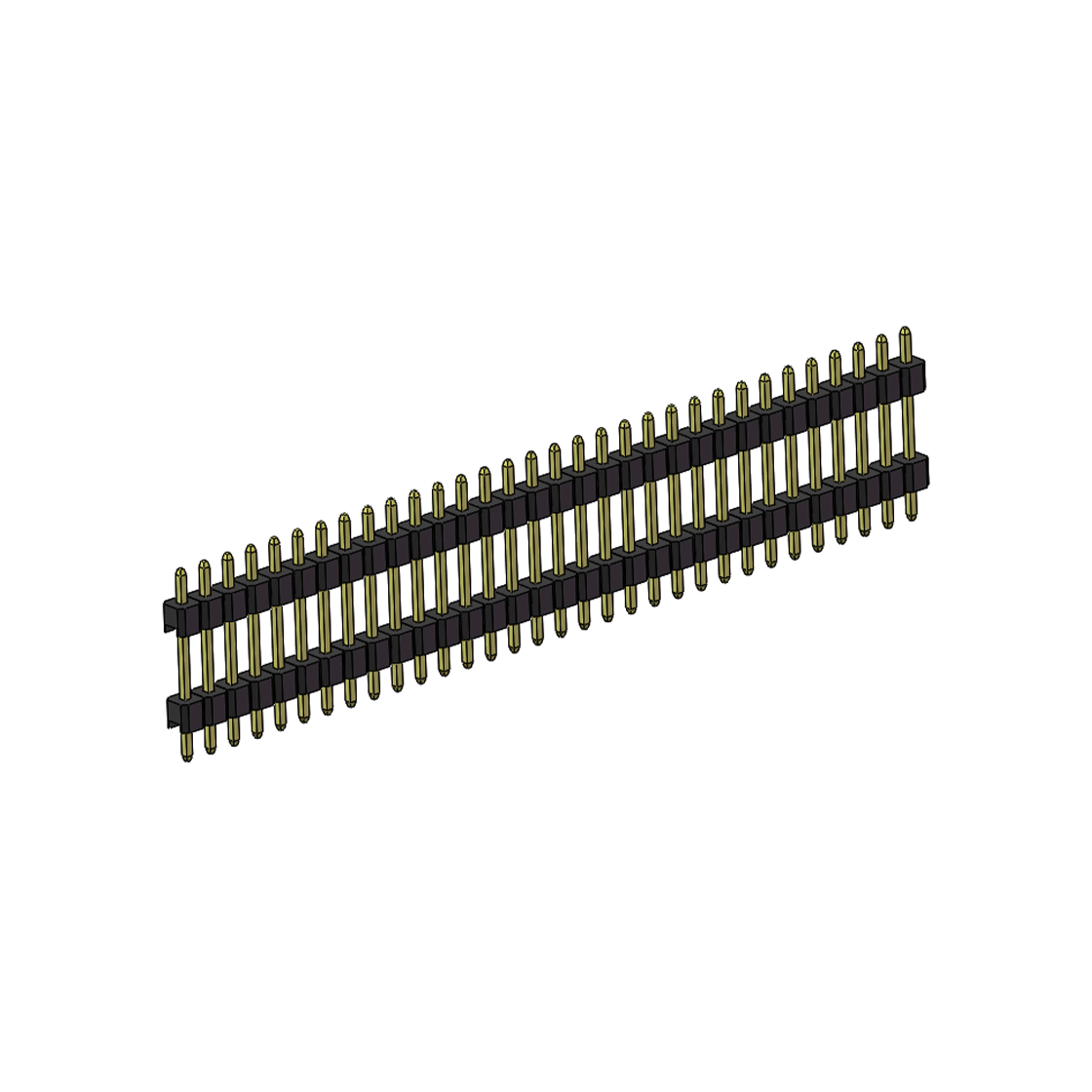 Pitch 2.54mm 180° 单排 DIP 雙塑排针 （3/11/3）L=17MM 1X32Pin PA6T，94V-0 黑色 Brass 镀全金G/F