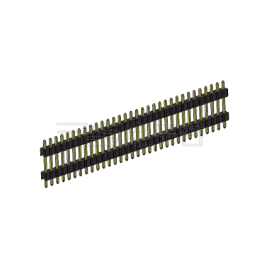 Pitch 2.54mm 180° 单排 DIP 雙塑排针 （3/11/3）L=17MM 1X32Pin PA6T，94V-0 黑色 Brass 镀全金G/F