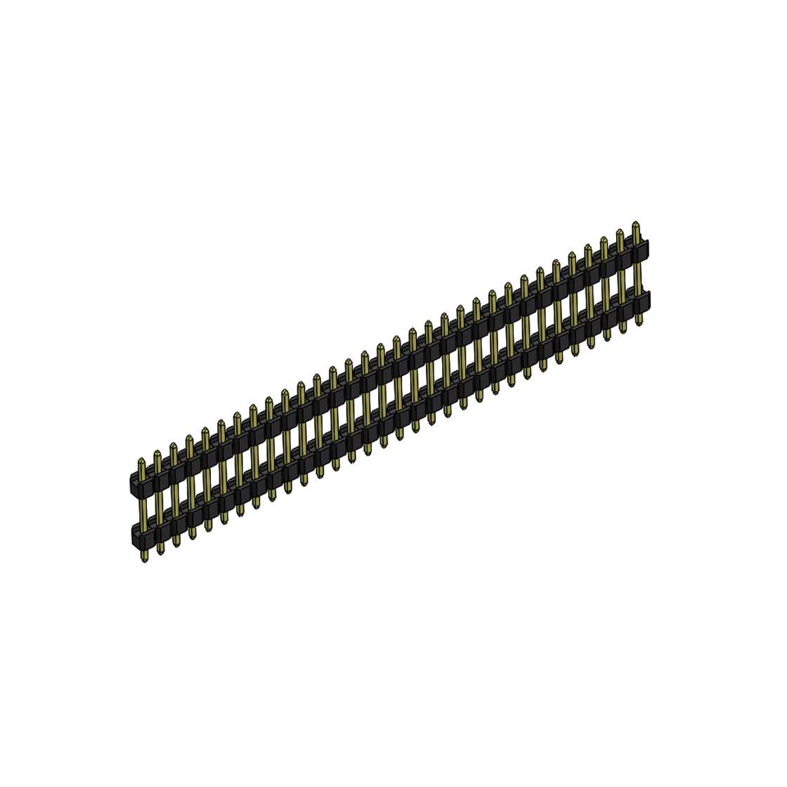Pitch 2.54mm 180° 单排 DIP 雙塑排针 （3/11/3）L=17MM 1X32Pin PA6T，94V-0 黑色 Brass 镀全金G/F