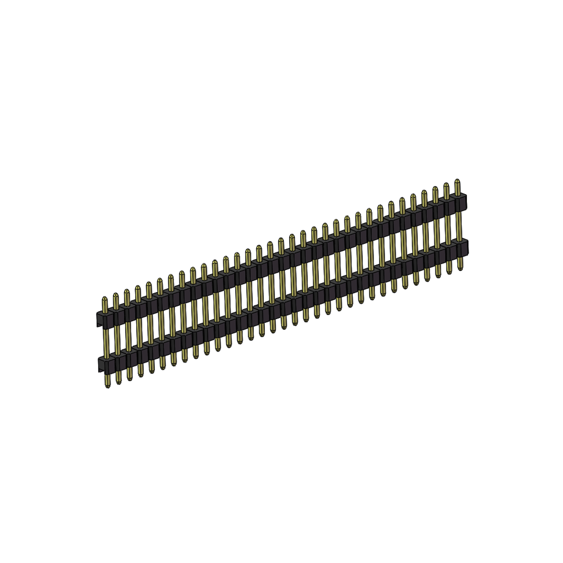 Pitch 2.54mm 180° 单排 DIP 雙塑排针 （3/11/3）L=17MM 1X33Pin PA6T，94V-0 黑色 Brass 镀全金G/F