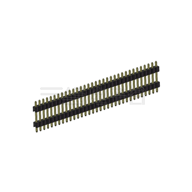Pitch 2.54mm 180° 单排 DIP 雙塑排针 （3/11/3）L=17MM 1X33Pin PA6T，94V-0 黑色 Brass 镀全金G/F