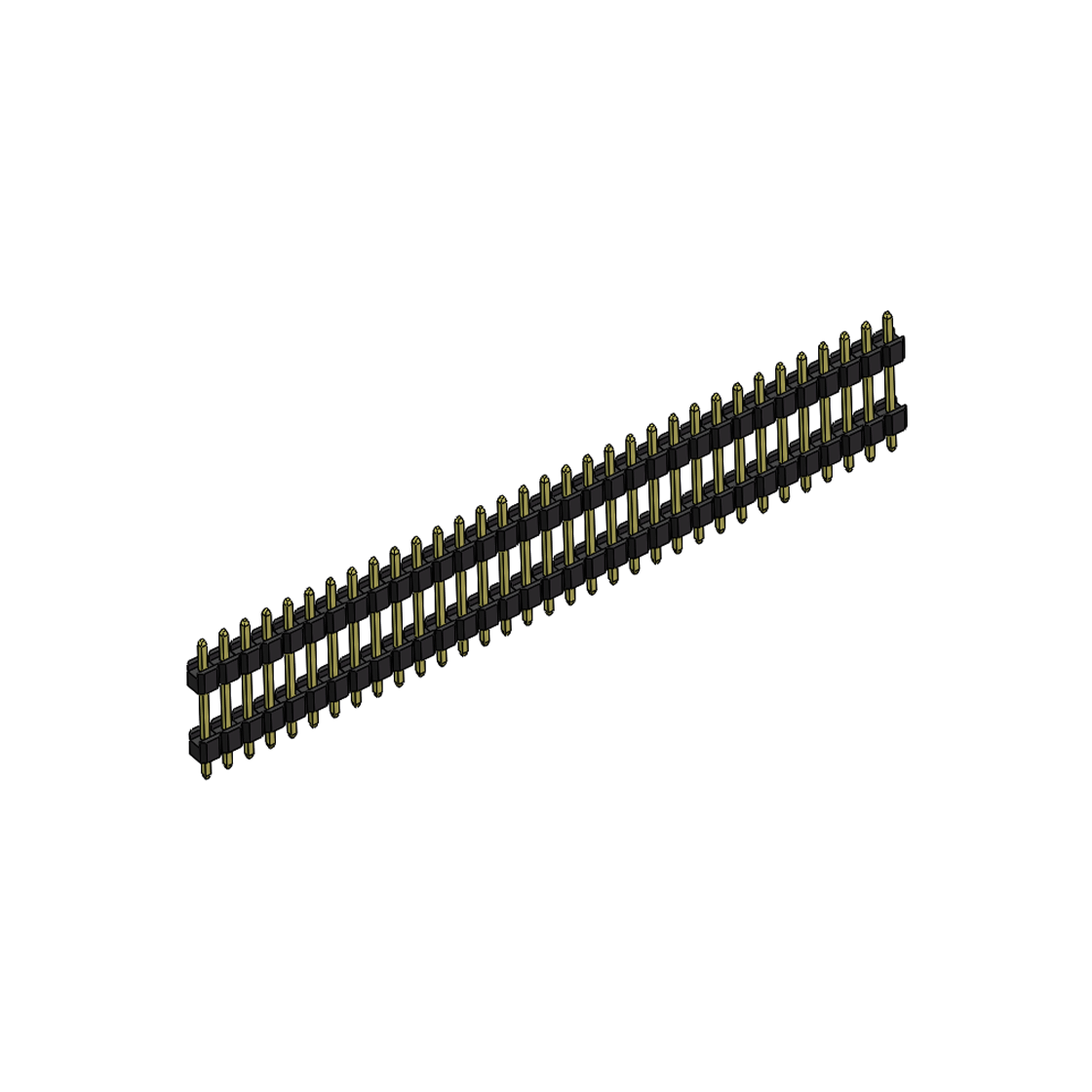 Pitch 2.54mm 180° 单排 DIP 雙塑排针 （3/11/3）L=17MM 1X33Pin PA6T，94V-0 黑色 Brass 镀全金G/F