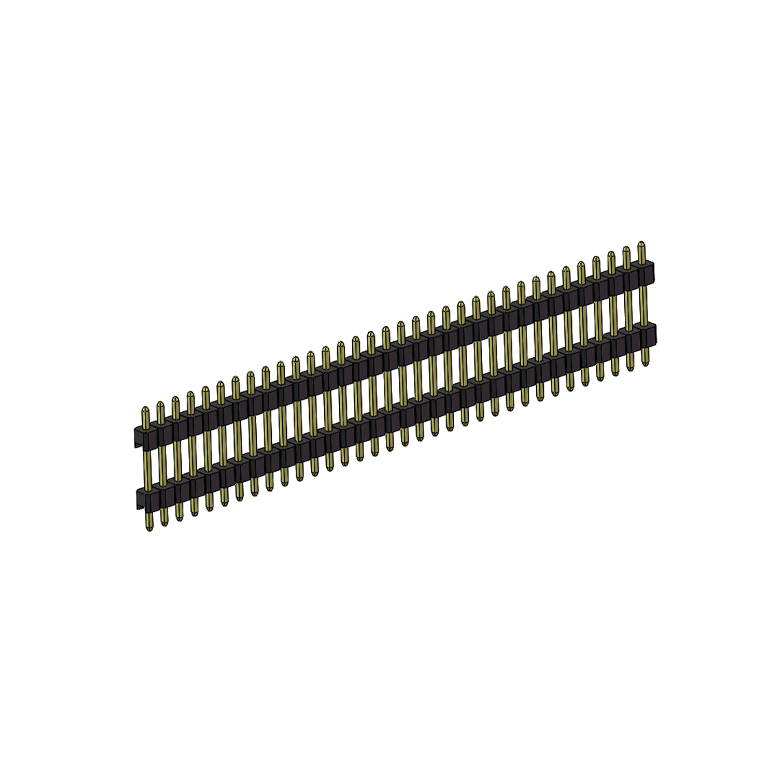 Pitch 2.54mm 180° 单排 DIP 雙塑排针 （3/11/3）L=17MM 1X34Pin PA6T，94V-0 黑色 Brass 镀全金G/F