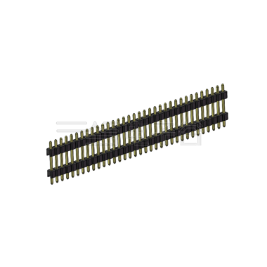 Pitch 2.54mm 180° 单排 DIP 雙塑排针 （3/11/3）L=17MM 1X34Pin PA6T，94V-0 黑色 Brass 镀全金G/F