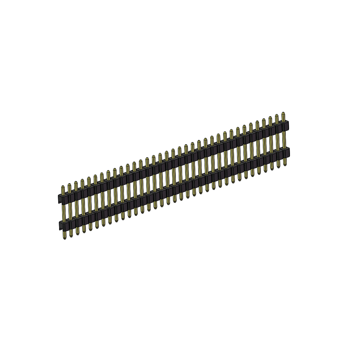 Pitch 2.54mm 180° 单排 DIP 雙塑排针 （3/11/3）L=17MM 1X35Pin PA6T，94V-0 黑色 Brass 镀全金G/F