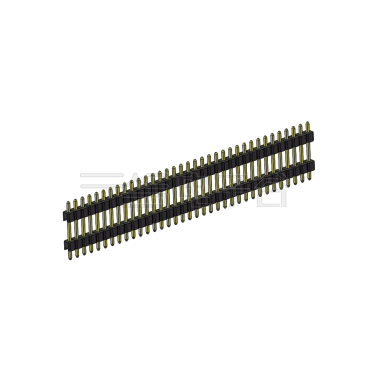 Pitch 2.54mm 180° 单排 DIP 雙塑排针 （3/11/3）L=17MM 1X35Pin PA6T，94V-0 黑色 Brass 镀全金G/F