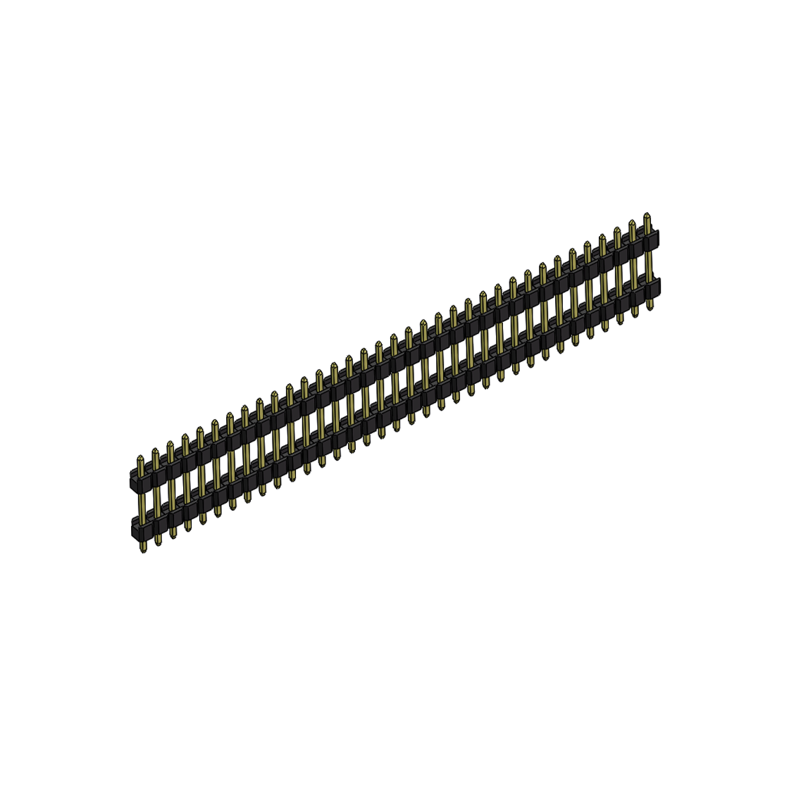 Pitch 2.54mm 180° 单排 DIP 雙塑排针 （3/11/3）L=17MM 1X35Pin PA6T，94V-0 黑色 Brass 镀全金G/F