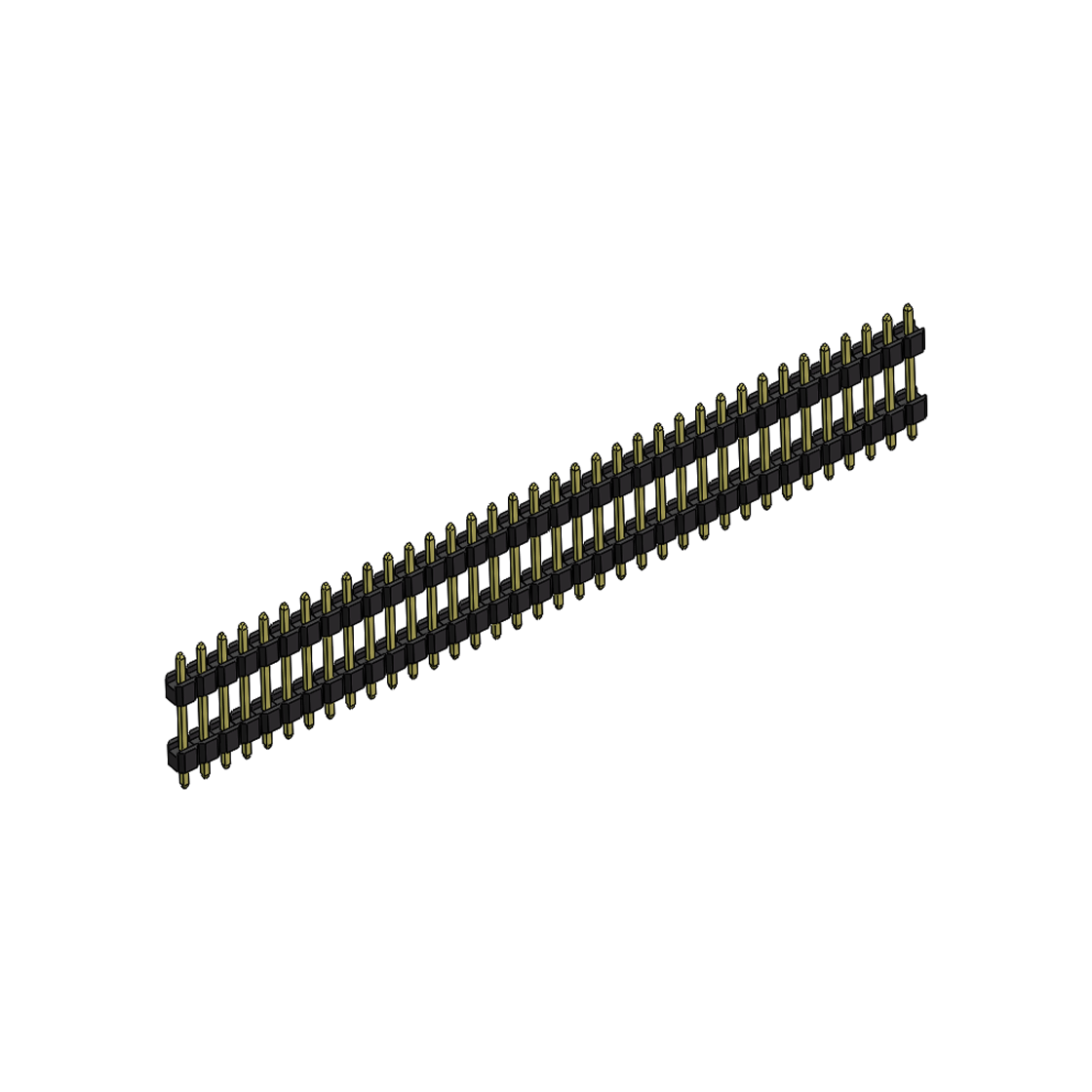 Pitch 2.54mm 180° 单排 DIP 雙塑排针 （3/11/3）L=17MM 1X36Pin PA6T，94V-0 黑色 Brass 镀全金G/F