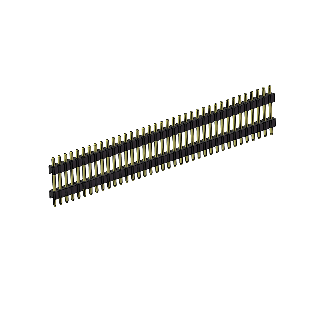 Pitch 2.54mm 180° 单排 DIP 雙塑排针 （3/11/3）L=17MM 1X37Pin PA6T，94V-0 黑色 Brass 镀全金G/F