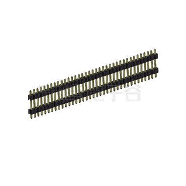 Pitch 2.54mm 180° 单排 DIP 雙塑排针 （3/11/3）L=17MM 1X37Pin PA6T，94V-0 黑色 Brass 镀全金G/F