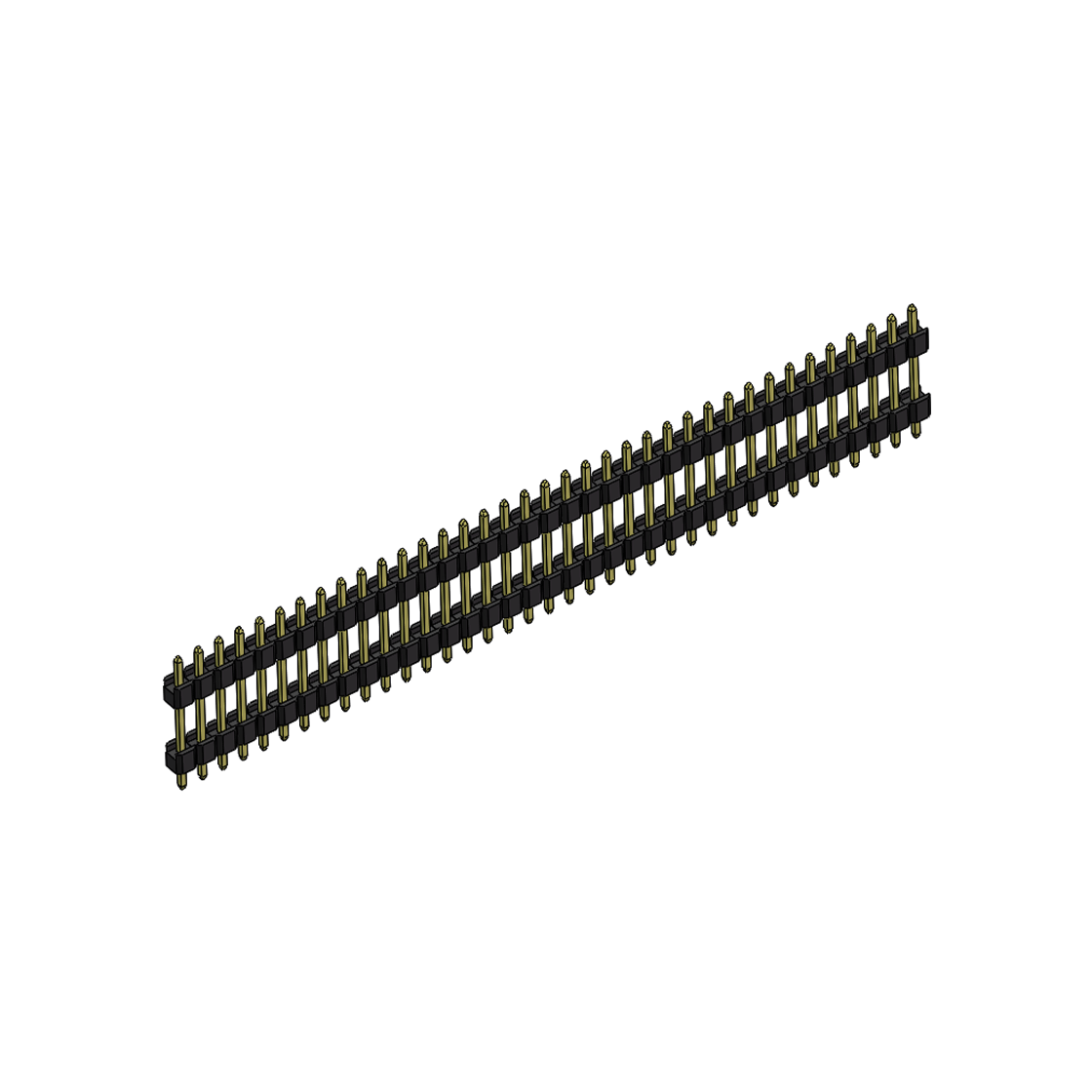 Pitch 2.54mm 180° 单排 DIP 雙塑排针 （3/11/3）L=17MM 1X37Pin PA6T，94V-0 黑色 Brass 镀全金G/F
