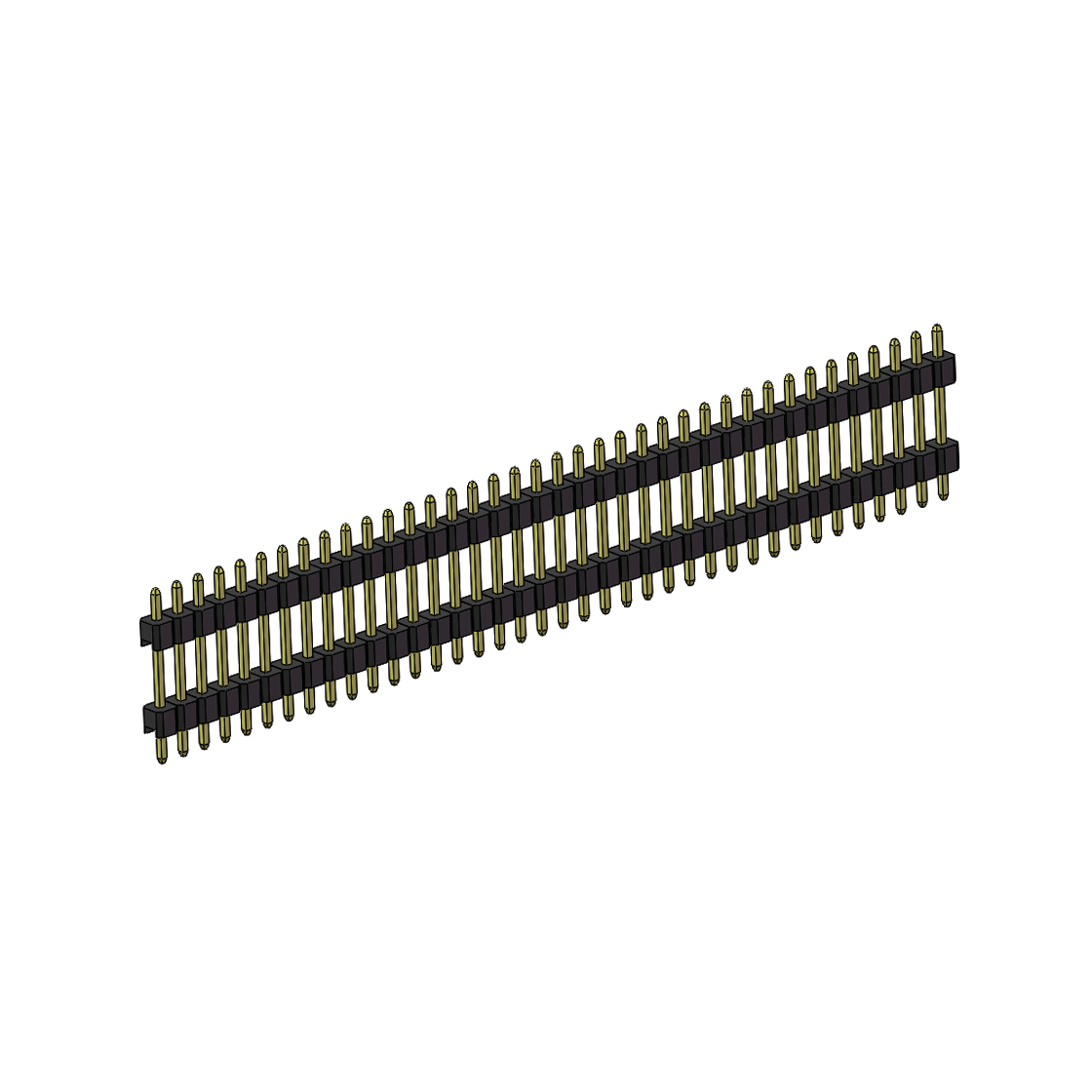 Pitch 2.54mm 180° 单排 DIP 雙塑排针 （3/11/3）L=17MM 1X38Pin PA6T，94V-0 黑色 Brass 镀全金G/F