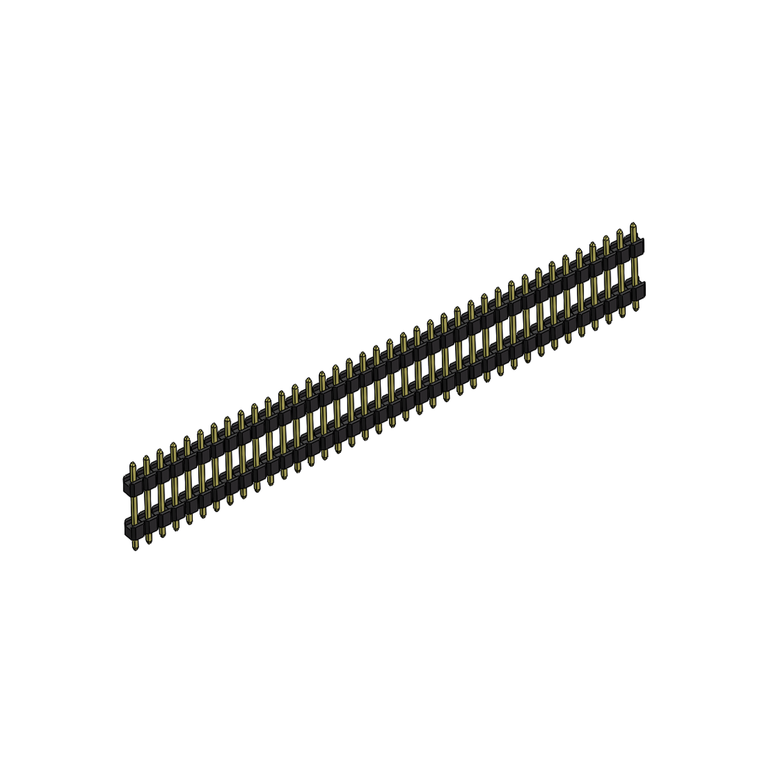 Pitch 2.54mm 180° 单排 DIP 雙塑排针 （3/11/3）L=17MM 1X38Pin PA6T，94V-0 黑色 Brass 镀全金G/F
