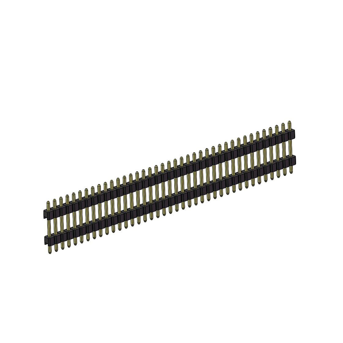 Pitch 2.54mm 180° 单排 DIP 雙塑排针 （3/11/3）L=17MM 1X39Pin PA6T，94V-0 黑色 Brass 镀全金G/F