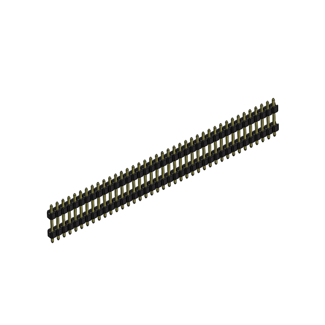 Pitch 2.54mm 180° 单排 DIP 雙塑排针 （3/11/3）L=17MM 1X39Pin PA6T，94V-0 黑色 Brass 镀全金G/F