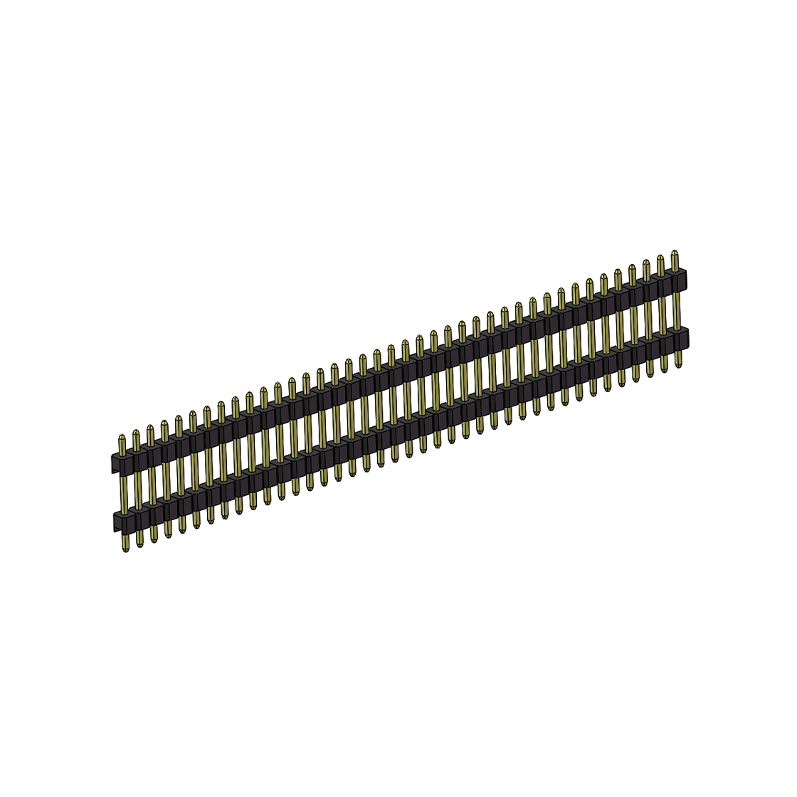 Pitch 2.54mm 180° 单排 DIP 雙塑排针 （3/11/3）L=17MM 1X40Pin PA6T，94V-0 黑色 Brass 镀全金G/F