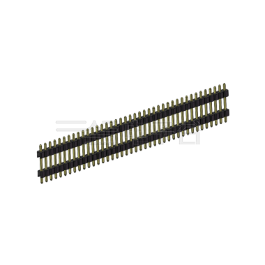 Pitch 2.54mm 180° 单排 DIP 雙塑排针 （3/11/3）L=17MM 1X40Pin PA6T，94V-0 黑色 Brass 镀全金G/F