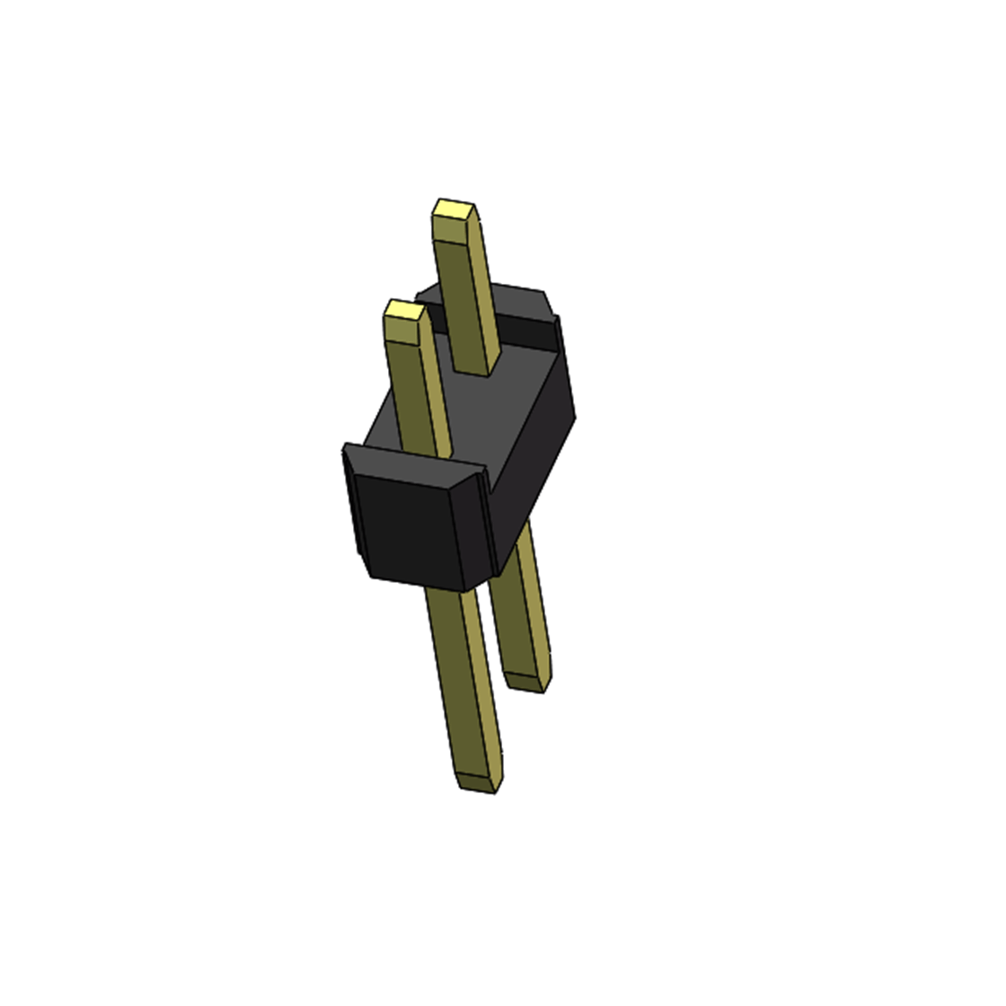 Pitch 2.54mm 180° 双排 DIP 单塑排针 L=11.5MM PC 3.0 2X01Pin 黑色 Brass 镀全金G/F