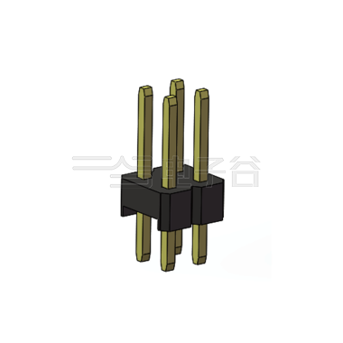Pitch 2.54mm 180° 双排 DIP 单塑排针 L=11.5MM PC 3.0 2X02Pin 黑色 Brass 镀全金G/F