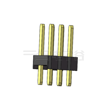 Pitch 2.54mm 180° 双排 DIP 单塑排针 L=11.5MM PC 3.0 2X03Pin 黑色 Brass 镀全金G/F
