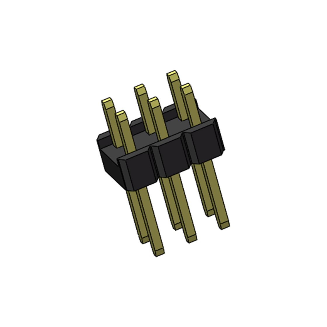 Pitch 2.54mm 180° 双排 DIP 单塑排针 L=11.5MM PC 3.0 2X03Pin 黑色 Brass 镀全金G/F